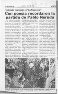 Con poesía recordaron la partida de Pablo Neruda