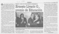 Ernesto Livacic G., premio de Educación  [artículo] Hernán García M-C.