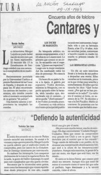 Cantares y contares de Margot Loyola  [artículo] Ramón Andreu.