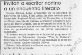 Invitan a escritor nortino a un encuentro literario  [artículo].