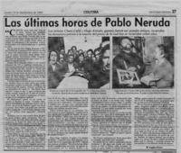 Las últimas horas de Pablo Neruda  [artículo] Angélica Rivera.