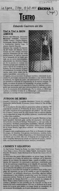 Teatro  [artículo] Eduardo Guerrero del Río.