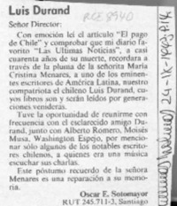 Luis Durand  [artículo] Oscar E. Sotomayor.