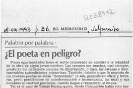 El poeta en peligro?  [artículo] Marcelo Novoa.