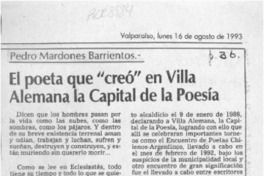 El poeta que "creó" en Villa Alemana la capital de la poesía  [artículo] Oscar Gonzalez Villarroel.