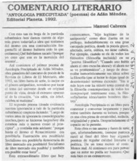 "Antología precipitada"  [artículo] Manuel Cabrera.
