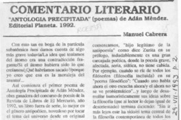 "Antología precipitada"  [artículo] Manuel Cabrera.