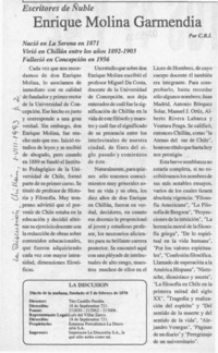 Enrique Molina Garmendia  [artículo] C. R. I.
