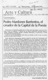 Pedro Mardones Barrientos, el creador de la Capital de la Poesía  [artículo] Oscar González Villarroel.