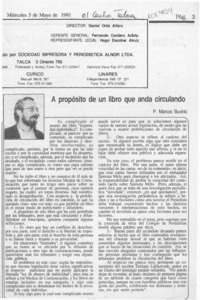 A propósito de un libro que anda circulando  [artículo] P. Marcos Buvinic.