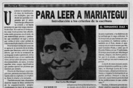 Para leer a Mariátegui
