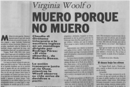 Virginia Woolf o muero porque no muero
