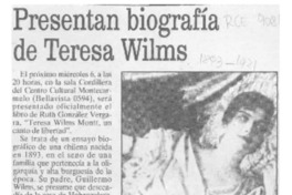 Presentan biografía de Teresa Wilms  [artículo].