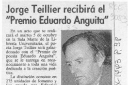 Jorge Teillier recibirá el "Premio Eduardo Anguita".