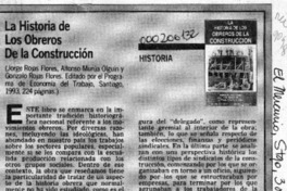 La historia de los obreros de la construcción  [artículo] René Millar C.