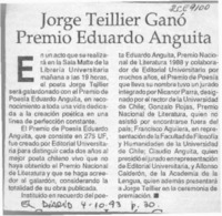 Jorge Teiller ganó Premio Eduardo Anguita  [artículo].