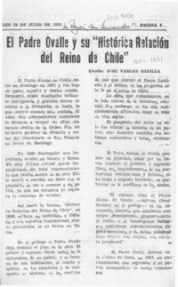 El padre Ovalle y su "Histórica relación del reino de Chile"  [artículo] José Vargas Badilla.