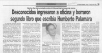 Desconocidos ingresaron a oficina y borraron segundo libro que escribía Humberto Palamara  [artículo] Poly Rain.