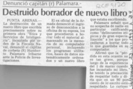 Destruido borrador de nuevo libro  [artículo].