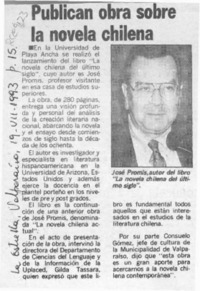 Publican obra sobre la novela chilena  [artículo].