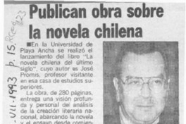 Publican obra sobre la novela chilena  [artículo].