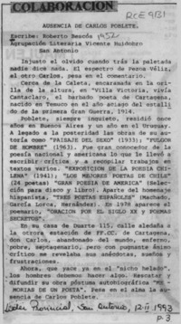 Ausencia de Carlos Poblete  [artículo] Roberto Bescós.
