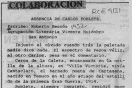 Ausencia de Carlos Poblete  [artículo] Roberto Bescós.