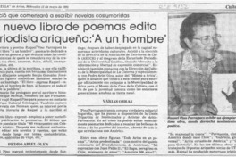 Un Nuevo libro de poemas edita periodista ariqueña, "A un hombre"  [artículo].