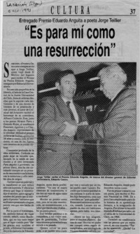 "Es para mí como una resurrección"  [artículo].