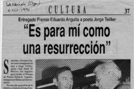 "Es para mí como una resurrección"  [artículo].