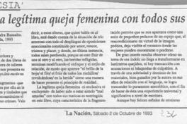 La legítima queja femenina con todos sus matices  [artículo] Teresa Calderón.