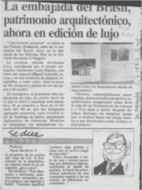 La Embajada del Brasil, patrimonio arquitectónico, ahora en edición de lujo  [artículo].