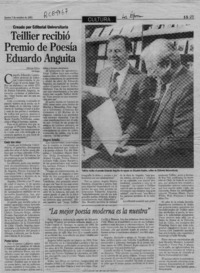 Teillier recibió premio de poesía Eduardo Anguita  [artículo] Oscar Vega.