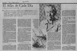 El afán de cada día  [artículo] María de los Angeles Covarrubias Claro.