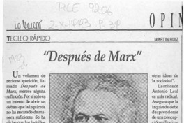 "Después de Marx"  [artículo] Martín Ruiz.