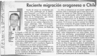 Reciente migración aragonesa a Chile  [artículo] Sergio Martínez Baeza.