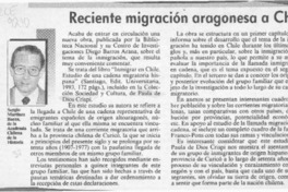 Reciente migración aragonesa a Chile  [artículo] Sergio Martínez Baeza.