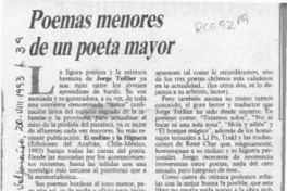 Poemas menores de un poeta mayor  [artículo] Marcelo Novoa.