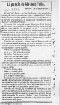 La poesía de Melania Tello  [artículo] Darío de la Fuente D.