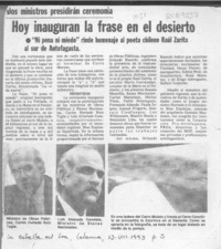 Hoy inauguran la frase en el desierto  [artículo].