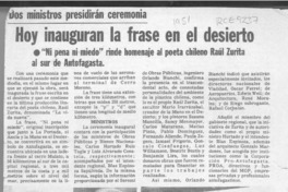 Hoy inauguran la frase en el desierto  [artículo].