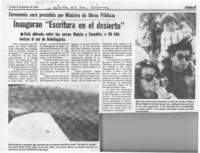 Inauguran "Escritura en el desierto"  [artículo].