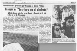 Inauguran "Escritura en el desierto"  [artículo].