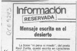 Mensaje escrito en el desierto  [artículo].