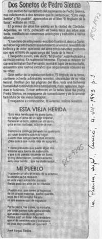 Dos sonetos de Pedro Sienna  [artículo].
