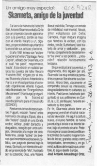 Skármeta, amigo de la juventud  [artículo] José Antonio Amunátegui Ortiz.