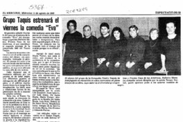 Grupo Taquis estrenará el viernes la comedia "Eva"  [artículo].