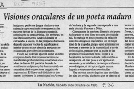 Visiones oraculares de un poeta maduro  [artículo] Teresa Calderón.