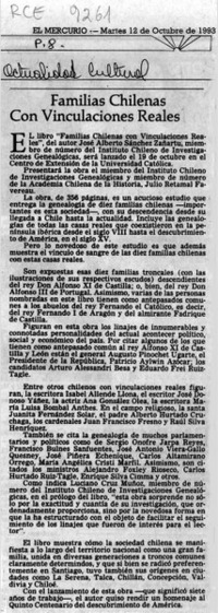 Familias chilenas con vinculaciones reales  [artículo].