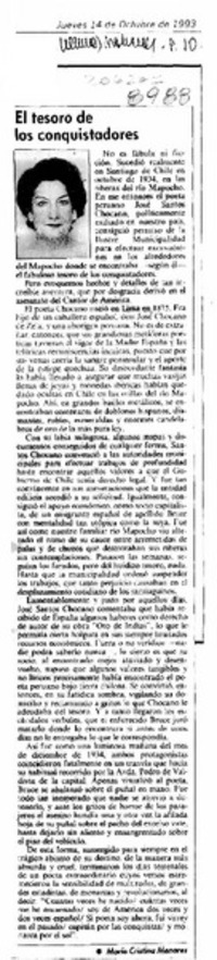 El tesoro de los conquistadores  [artículo] María Cristina Menares.